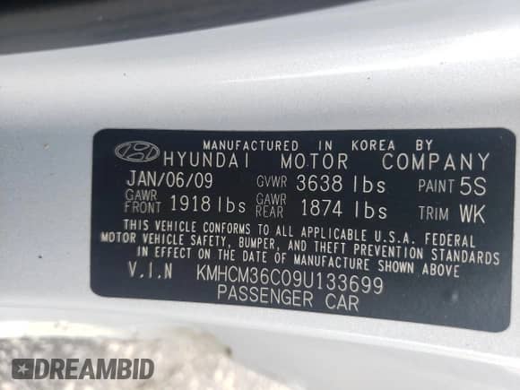 2009 Hyundai Accent Auto GS z VIN KMHCM36C09U133699, wystawiony jako Copart lot #73104874 z przebiegiem 129 505 mil mil oraz Szkoda całkowita • Salvage title. Historia ofert i sprzedaży dostępna na DreamBid. Obrazek 14.