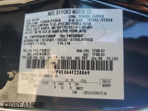 ✅ 2004 Ford Mustang GT Deluxe • VIN: 1FAFP45X64F228869 • Lot: 89927655. Wystawiony na Copart z przebiegiem Nie podano. Bezpłatny archiwum sprzedaży aukcyjnych z USA i szczegółowy raport historii pojazdu na DreamBid. Zdjęcie 13.