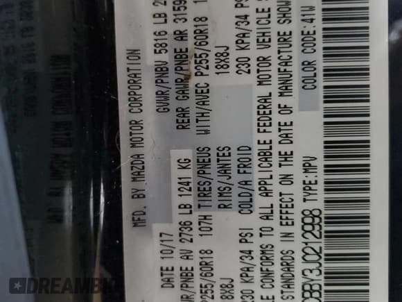 ✅ 2018 Mazda CX-9 Sport • VIN: JM3TCBBY3J0212998 • Лот: 46497145. Опубликован ранее на Copart с пробегом 119 784 миль. Бесплатный доступ к архиву аукционных продаж из США и подробный отчёт об истории автомобиля на DreamBid. Изображение 14.