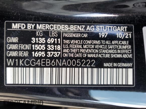 ✅ 2022 Mercedes-Benz EQS 580 • VIN: W1KCG4EB6NA005222 • Lot: 59363385. Listed on Copart with 36,585 mi. Free auction sales archive from the USA and detailed vehicle history report at DreamBid. Image 13.