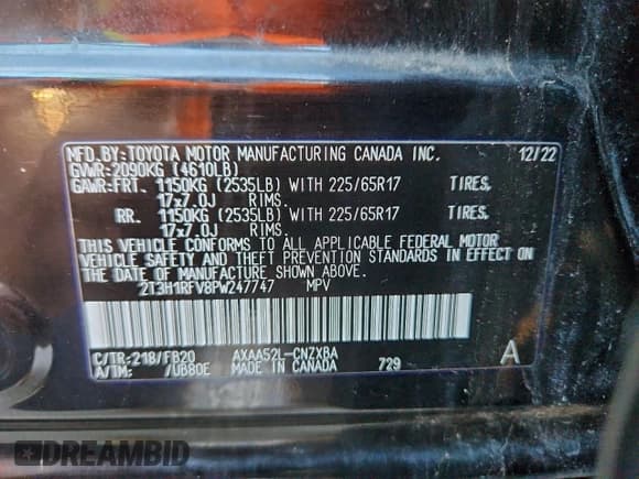 ✅ 2023 Toyota RAV4 LE • VIN: 2T3H1RFV8PW247747 • Лот: 95985525. Опубликован ранее на Copart с пробегом 24 757 миль. Бесплатный доступ к архиву аукционных продаж из США и подробный отчёт об истории автомобиля на DreamBid. Изображение 12.