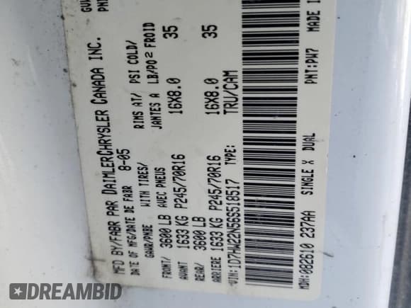 ✅ 2006 Dodge Dakota • VIN: 1D7HW22N56S518517 • Lot: 89296815. Listed on Copart with Not provided. Free auction sales archive from the USA and detailed vehicle history report at DreamBid. Image 12.