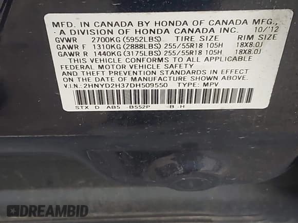 ✅ 2013 Acura MDX Technology • VIN: 2HNYD2H37DH509550 • Lot: 42973698. Listed on IAAI with 119,397 mi. Free auction sales archive from the USA and detailed vehicle history report at DreamBid. Image 9.