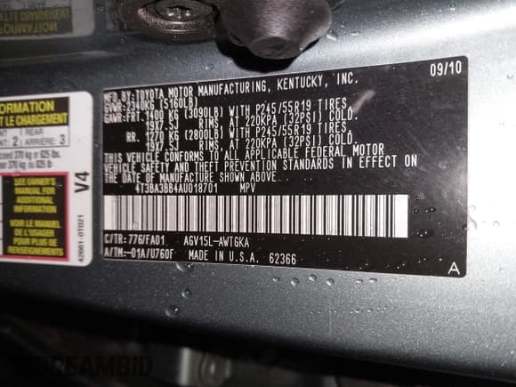 ✅ 2010 Toyota Venza • VIN: 4T3BA3BB4AU018701 • Lot: 43659352. Wystawiony na IAAI z przebiegiem 301 380 mil. Bezpłatny archiwum sprzedaży aukcyjnych z USA i szczegółowy raport historii pojazdu na DreamBid. Zdjęcie 9.