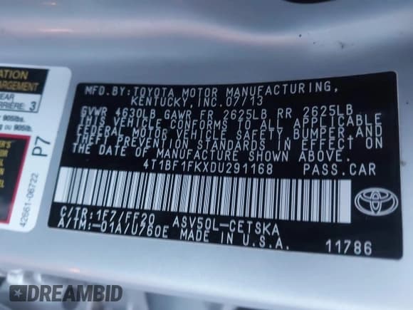 ✅ 2013 Toyota Camry SE • VIN: 4T1BF1FKXDU291168 • Lot: 43738740. Wystawiony na IAAI z przebiegiem 115 844 mil. Bezpłatny archiwum sprzedaży aukcyjnych z USA i szczegółowy raport historii pojazdu na DreamBid. Zdjęcie 9.