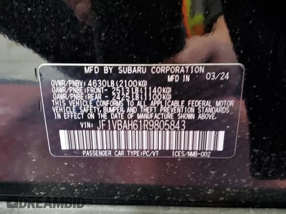 ✅ 2024 Subaru WRX Premium • VIN: JF1VBAH61R9805843 • Lot: 86336515. Wystawiony na Copart z przebiegiem 14 360 mil. Bezpłatny archiwum sprzedaży aukcyjnych z USA i szczegółowy raport historii pojazdu na DreamBid. Zdjęcie 13.