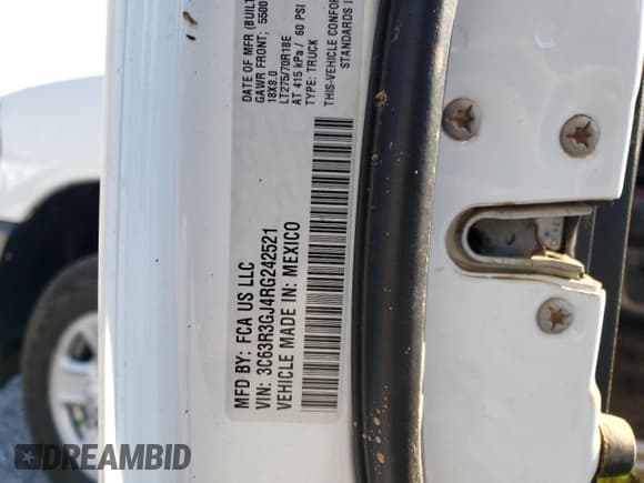 ✅ 2024 Ram 3500 Tradesman • VIN: 3C63R3GJ4RG242521 • Lot: 74438254. Wystawiony na Copart z przebiegiem Nie podano. Bezpłatny archiwum sprzedaży aukcyjnych z USA i szczegółowy raport historii pojazdu na DreamBid. Zdjęcie 13.