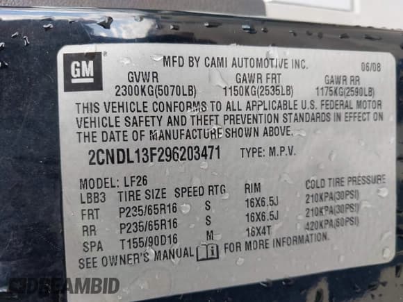 ✅ 2009 Chevrolet Equinox LS • VIN: 2CNDL13F296203471 • Лот: 41985748. Опубликован ранее на IAAI с пробегом Не указан. Бесплатный доступ к архиву аукционных продаж из США и подробный отчёт об истории автомобиля на DreamBid. Изображение 9.