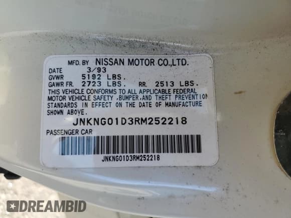 ✅ 1994 Infiniti Q45 • VIN: JNKNG01D3RM252218 • Лот: 77230944. Опубликован ранее на Copart с пробегом 69 069 миль. Бесплатный доступ к архиву аукционных продаж из США и подробный отчёт об истории автомобиля на DreamBid. Изображение 12.