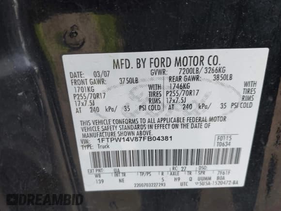 ✅ 2007 Ford F-150 XLT • VIN: 1FTPW14V87FB04381 • Lot: 43774618. Wystawiony na IAAI z przebiegiem 206 536 mil. Bezpłatny archiwum sprzedaży aukcyjnych z USA i szczegółowy raport historii pojazdu na DreamBid. Zdjęcie 9.