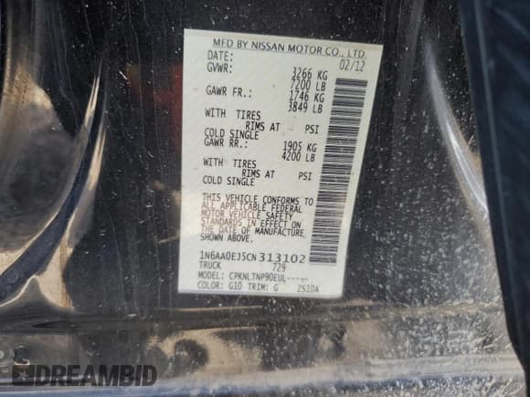 ✅ 2012 Nissan Titan SV • VIN: 1N6AA0EJ5CN313102 • Lot: 62607615. Wystawiony na Copart z przebiegiem 161 819 mil. Bezpłatny archiwum sprzedaży aukcyjnych z USA i szczegółowy raport historii pojazdu na DreamBid. Zdjęcie 12.