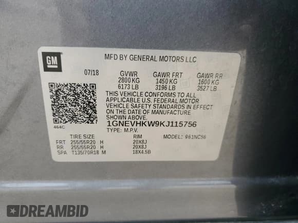 ✅ 2019 Chevrolet Traverse LT • VIN: 1GNEVHKW9KJ115756 • Lot: 85386845. Listed on Copart with 90,232 mi. Free auction sales archive from the USA and detailed vehicle history report at DreamBid. Image 14.