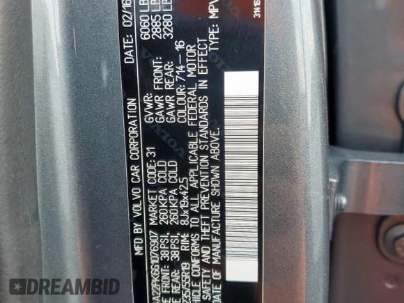 ✅ 2016 Volvo XC90 T6 Momentum • VIN: YV4A22PK6G1076907 • Лот: 81014365. Опубликован ранее на Copart с пробегом 185 676 миль. Бесплатный доступ к архиву аукционных продаж из США и подробный отчёт об истории автомобиля на DreamBid. Изображение 13.