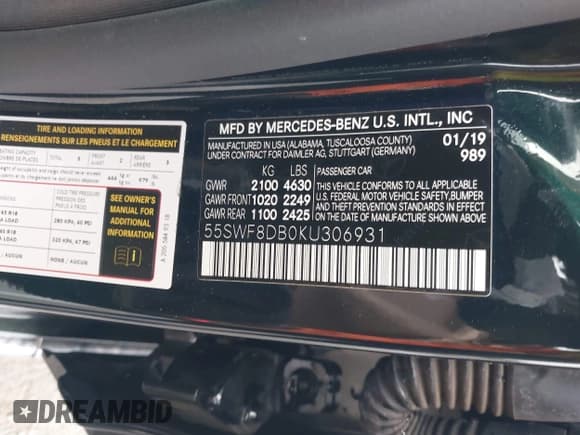 ✅ 2019 Mercedes-Benz C 300 • VIN: 55SWF8DB0KU306931 • Lot: 43718938. Wystawiony na IAAI z przebiegiem 50 598 mil. Bezpłatny archiwum sprzedaży aukcyjnych z USA i szczegółowy raport historii pojazdu na DreamBid. Zdjęcie 9.