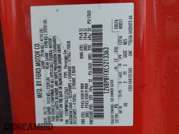 ✅ 2012 Ford Mustang GT • VIN: 1ZVBP8FFXC5213363 • Lot: 52863905. Wystawiony na Copart z przebiegiem 51 896 mil. Bezpłatny archiwum sprzedaży aukcyjnych z USA i szczegółowy raport historii pojazdu na DreamBid. Zdjęcie 14.