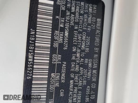 ✅ 2021 Nissan Rogue SV • VIN: JN1BJ1BV5MW566276 • Lot: 80454115. Listed on Copart with 48,950 mi. Free auction sales archive from the USA and detailed vehicle history report at DreamBid. Image 13.