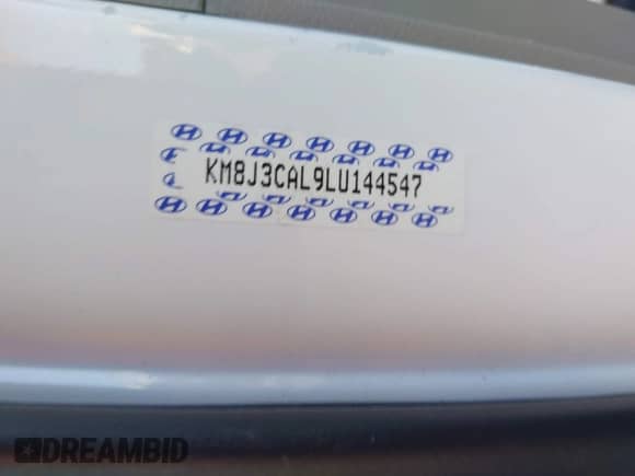 2020 Hyundai Tucson SEL with VIN KM8J3CAL9LU144547, listed as a IAAI auction lot 42869898 with Not provided miles and . Bid and sale history available at DreamBid. Image 9.