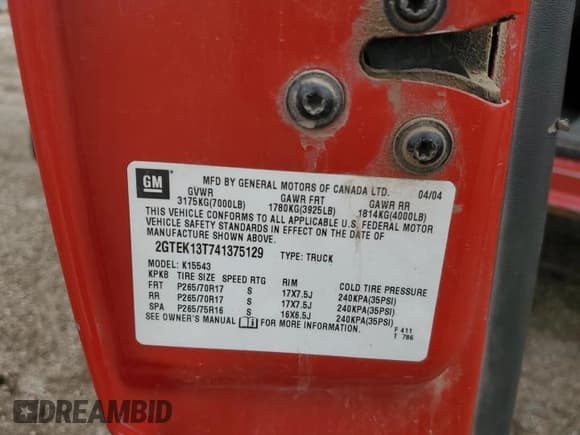 ✅ 2004 GMC Sierra 1500 SLE • VIN: 2GTEK13T741375129 • Лот: 81314555. Опубликован ранее на Copart с пробегом 237 525 миль. Бесплатный доступ к архиву аукционных продаж из США и подробный отчёт об истории автомобиля на DreamBid. Изображение 12.