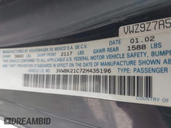 ✅ 2002 Volkswagen Beetle GL • VIN: 3VWBK21C72M435196 • Лот: 43290126. Опубликован ранее на IAAI с пробегом Не указан. Бесплатный доступ к архиву аукционных продаж из США и подробный отчёт об истории автомобиля на DreamBid. Изображение 9.