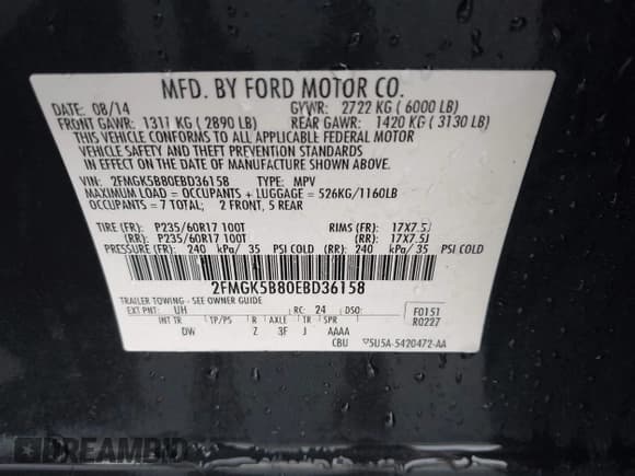 ✅ 2014 Ford Flex SE • VIN: 2FMGK5B80EBD36158 • Лот: 43601925. Опубликован ранее на IAAI с пробегом 202 554 миль. Бесплатный доступ к архиву аукционных продаж из США и подробный отчёт об истории автомобиля на DreamBid. Изображение 9.