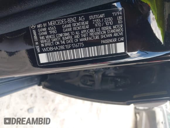 ✅ 1995 Mercedes-Benz C 2.8L • VIN: WDBHA28E1SF176775 • Лот: 42528188. Опубликован ранее на IAAI с пробегом 144 906 миль. Бесплатный доступ к архиву аукционных продаж из США и подробный отчёт об истории автомобиля на DreamBid. Изображение 9.