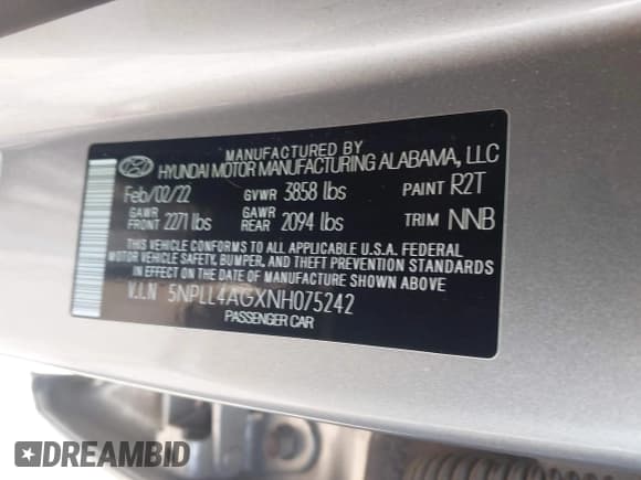 ✅ 2022 Hyundai Elantra SE • VIN: 5NPLL4AGXNH075242 • Лот: 43511556. Опубликован ранее на IAAI с пробегом 66 963 миль. Бесплатный доступ к архиву аукционных продаж из США и подробный отчёт об истории автомобиля на DreamBid. Изображение 9.