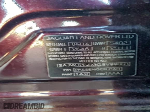 ✅ 2016 Jaguar XJ Portfolio • VIN: SAJWJ2GD3G8V99663 • Lot: 96608005. Wystawiony na Copart z przebiegiem 92 910 mil. Bezpłatny archiwum sprzedaży aukcyjnych z USA i szczegółowy raport historii pojazdu na DreamBid. Zdjęcie 12.