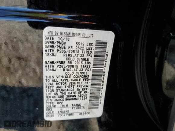 ✅ 2017 Infiniti QX70 • VIN: JN8CS1MW6HM411634 • Lot: 61666564. Listed on Copart with 88,711 mi. Free auction sales archive from the USA and detailed vehicle history report at DreamBid. Image 15.