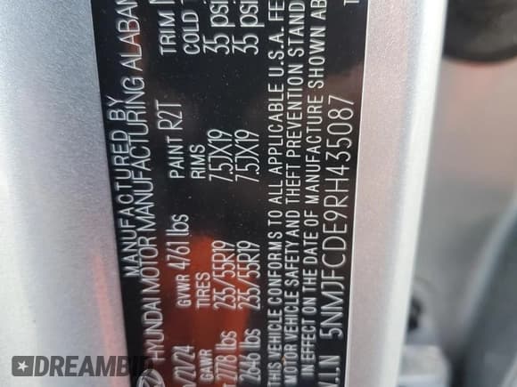 ✅ 2024 Hyundai Tucson SEL • VIN: 5NMJFCDE9RH435087 • Лот: 82421395. Опубликован ранее на Copart с пробегом 21 117 миль. Бесплатный доступ к архиву аукционных продаж из США и подробный отчёт об истории автомобиля на DreamBid. Изображение 14.