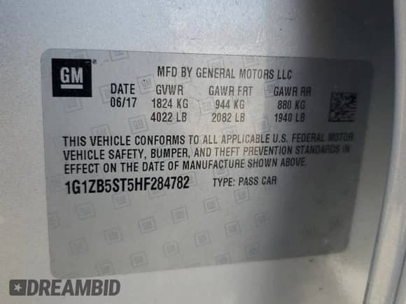 ✅ 2017 Chevrolet Malibu LS • VIN: 1G1ZB5ST5HF284782 • Лот: 84461765. Опубликован ранее на Copart с пробегом 153 545 миль. Бесплатный доступ к архиву аукционных продаж из США и подробный отчёт об истории автомобиля на DreamBid. Изображение 12.