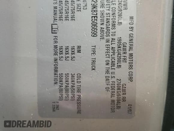 ✅ 2007 Chevrolet Silverado 2500HD Work Truck • VIN: 1GCHK29K87E506699 • Лот: 65772784. Опубликован ранее на Copart с пробегом 161 536 миль. Бесплатный доступ к архиву аукционных продаж из США и подробный отчёт об истории автомобиля на DreamBid. Изображение 13.