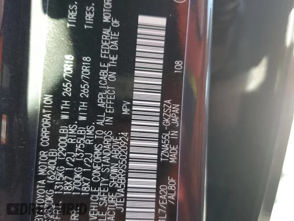 ✅ 2025 Toyota 4Runner SR5 • VIN: JTEVA5BR9S5020924 • Lot: 70375965. Listed on Copart with 2,939 mi. Free auction sales archive from the USA and detailed vehicle history report at DreamBid. Image 13.