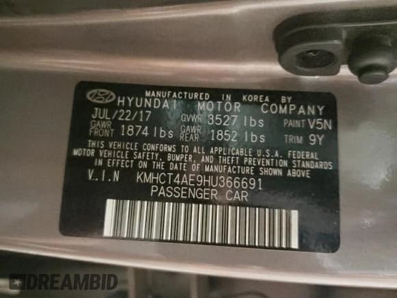 ✅ 2017 Hyundai Accent SE • VIN: KMHCT4AE9HU366691 • Лот: 71111174. Опубликован ранее на Copart с пробегом 73 533 миль. Бесплатный доступ к архиву аукционных продаж из США и подробный отчёт об истории автомобиля на DreamBid. Изображение 12.