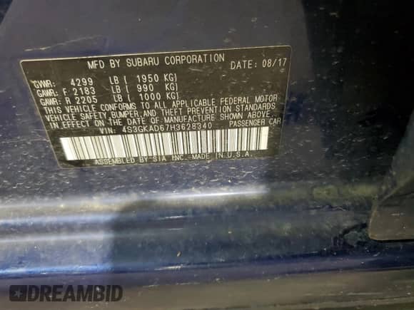 2017 Subaru Impreza Premium с VIN 4S3GKAD67H3628340, выставлен на аукционе Copart как лот 80527605 с пробегом 53 054 миль миль и Списание • Salvage title. История ставок и продаж доступна на DreamBid. Изображение 12.