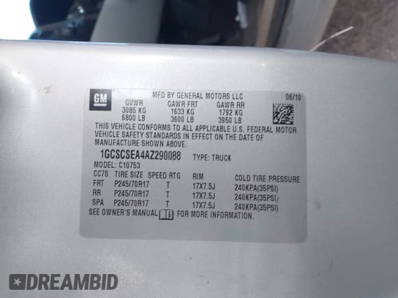 ✅ 2010 Chevrolet Silverado 1500 LT • VIN: 1GCSCSEA4AZ290088 • Lot: 43636152. Listed on IAAI with 278,506 mi. Free auction sales archive from the USA and detailed vehicle history report at DreamBid. Image 9.