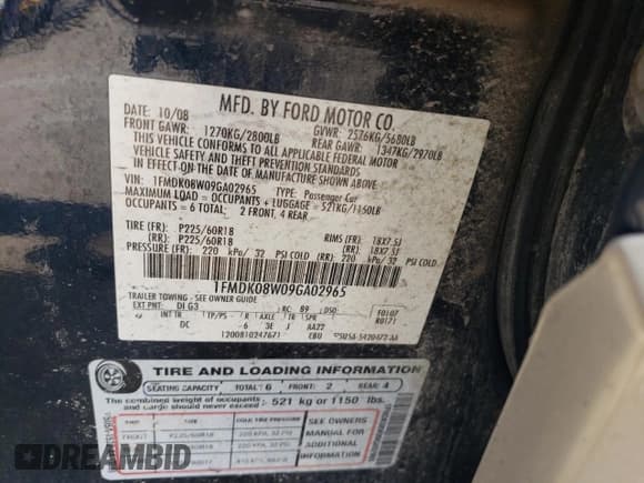 ✅ 2009 Ford Taurus X Eddie Bauer • VIN: 1FMDK08W09GA02965 • Лот: 46061195. Опубликован ранее на Copart с пробегом 223 219 миль. Бесплатный доступ к архиву аукционных продаж из США и подробный отчёт об истории автомобиля на DreamBid. Изображение 14.