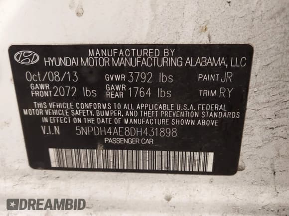 ✅ 2013 Hyundai Elantra Limited • VIN: 5NPDH4AE8DH431898 • Лот: 43581463. Опубликован ранее на IAAI с пробегом 135 352 миль. Бесплатный доступ к архиву аукционных продаж из США и подробный отчёт об истории автомобиля на DreamBid. Изображение 9.