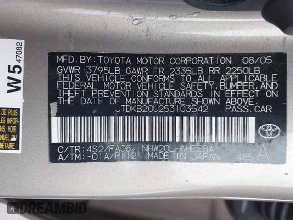 ✅ 2005 Toyota Prius • VIN: JTDKB20U253103542 • Лот: 43381541. Опубликован ранее на IAAI с пробегом Не указан. Бесплатный доступ к архиву аукционных продаж из США и подробный отчёт об истории автомобиля на DreamBid. Изображение 9.