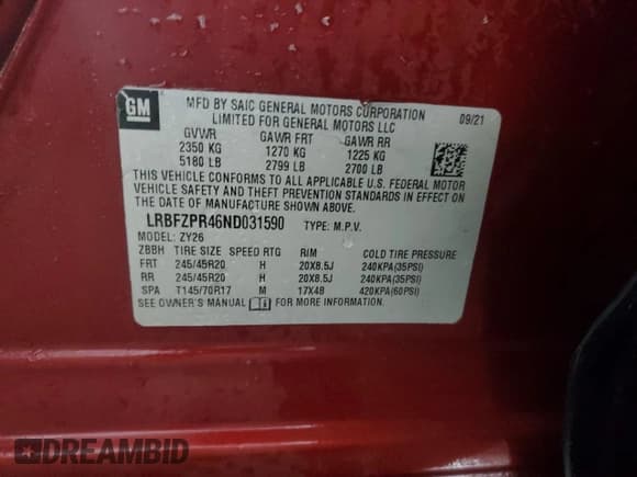 ✅ 2022 Buick Envision Essence • VIN: LRBFZPR46ND031590 • Lot: 46143785. Wystawiony na Copart z przebiegiem 115 801 mil. Bezpłatny archiwum sprzedaży aukcyjnych z USA i szczegółowy raport historii pojazdu na DreamBid. Zdjęcie 13.