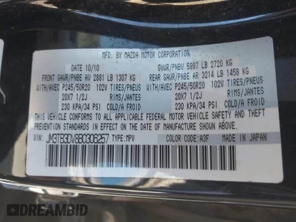 ✅ 2011 Mazda CX-9 Grand Touring • VIN: JM3TB3DV8B0306257 • Lot: 43648871. Wystawiony na IAAI z przebiegiem 176 320 mil. Bezpłatny archiwum sprzedaży aukcyjnych z USA i szczegółowy raport historii pojazdu na DreamBid. Zdjęcie 9.