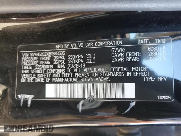 ✅ 2011 Volvo XC90 I6 • VIN: YV4952CZXB1586585 • Lot: 82495285. Wystawiony na Copart z przebiegiem 168 019 mil. Bezpłatny archiwum sprzedaży aukcyjnych z USA i szczegółowy raport historii pojazdu na DreamBid. Zdjęcie 13.