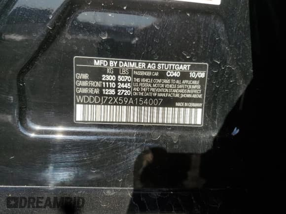 ✅ 2009 Mercedes-Benz CLS 550 • VIN: WDDDJ72X59A154007 • Lot: 86998835. Listed on Copart with Not provided. Free auction sales archive from the USA and detailed vehicle history report at DreamBid. Image 12.