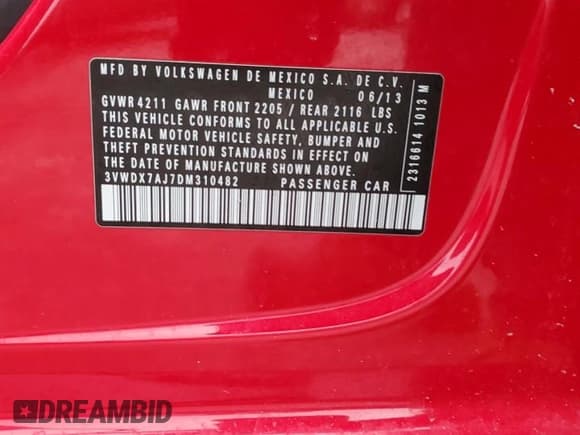 ✅ 2013 Volkswagen Jetta SE • VIN: 3VWDX7AJ7DM310482 • Lot: 91623745. Wystawiony na Copart z przebiegiem 163 699 mil. Bezpłatny archiwum sprzedaży aukcyjnych z USA i szczegółowy raport historii pojazdu na DreamBid. Zdjęcie 13.