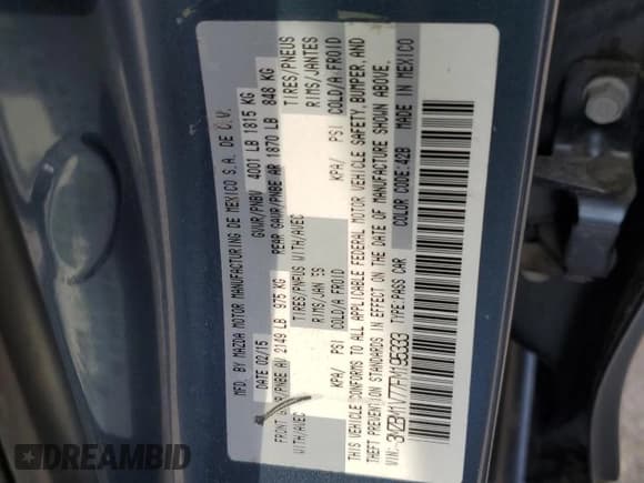 ✅ 2015 Mazda 3 i Touring • VIN: 3MZBM1V77FM195333 • Lot: 59404405. Listed on Copart with 156,014 mi. Free auction sales archive from the USA and detailed vehicle history report at DreamBid. Image 12.