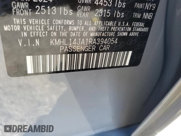 ✅ 2024 Hyundai Sonata SEL • VIN: KMHL14JA1RA394054 • Lot: 85319845. Listed on Copart with 9,063 mi. Free auction sales archive from the USA and detailed vehicle history report at DreamBid. Image 12.