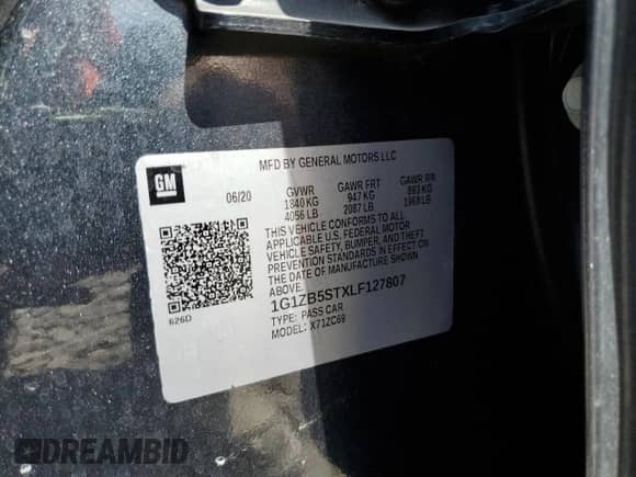 2020 Chevrolet Malibu LS with VIN 1G1ZB5STXLF127807, listed as a Copart auction lot 81125915 with 151,770 mi miles and Salvage title. Bid and sale history available at DreamBid. Image 13.