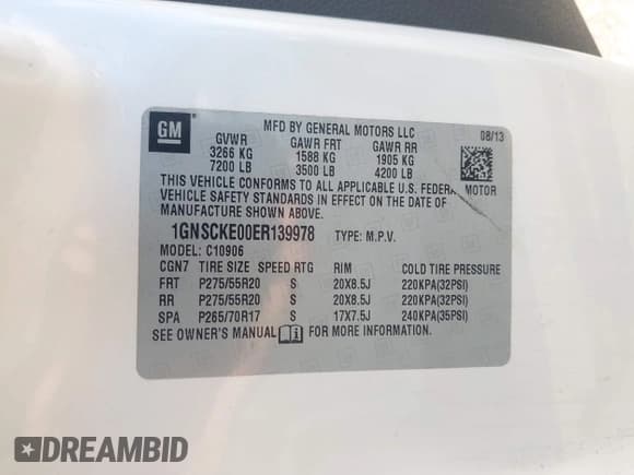 ✅ 2014 Chevrolet Suburban LTZ • VIN: 1GNSCKE00ER139978 • Лот: 43322931. Опубликован ранее на IAAI с пробегом 257 754 миль. Бесплатный доступ к архиву аукционных продаж из США и подробный отчёт об истории автомобиля на DreamBid. Изображение 9.