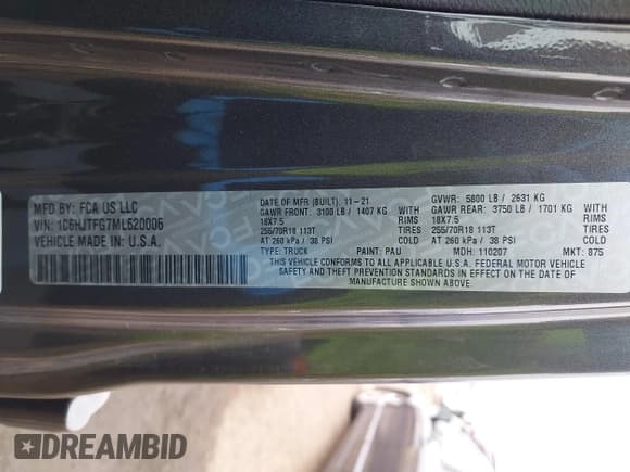 ✅ 2021 Jeep Gladiator Overland • VIN: 1C6HJTFG7ML620006 • Лот: 41875269. Опубликован ранее на IAAI с пробегом 22 655 миль. Бесплатный доступ к архиву аукционных продаж из США и подробный отчёт об истории автомобиля на DreamBid. Изображение 9.