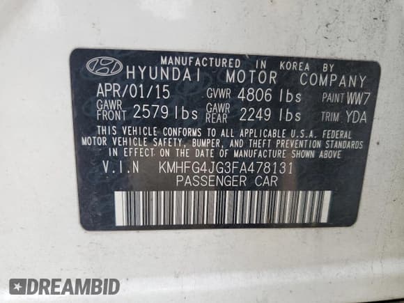 ✅ 2015 Hyundai Azera • VIN: KMHFG4JG3FA478131 • Лот: 85363565. Опубликован ранее на Copart с пробегом 125 853 миль. Бесплатный доступ к архиву аукционных продаж из США и подробный отчёт об истории автомобиля на DreamBid. Изображение 12.