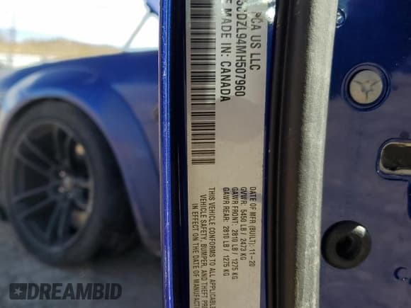 ✅ 2021 Dodge Challenger SRT Hellcat Redeye Widebody • VIN: 2C3CDZL94MH507960 • Lot: 46536885. Wystawiony na Copart z przebiegiem 17 639 mil. Bezpłatny archiwum sprzedaży aukcyjnych z USA i szczegółowy raport historii pojazdu na DreamBid. Zdjęcie 12.